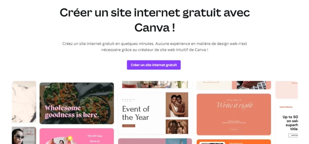 Créer son site internet avec Canva - la page de vente de Canva