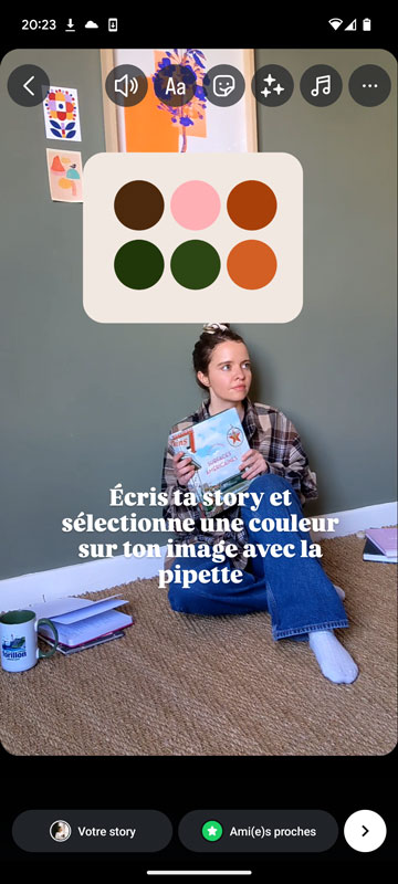 Changer la couleur du texte sur une story Instagram