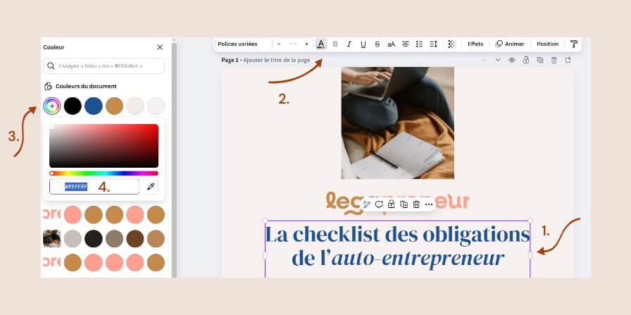Modifier code couleur Canva