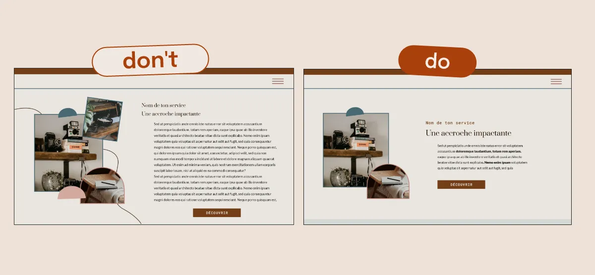Exemple pour améliorer le design de son site web : ajouter de l'espace autour du texte et des images