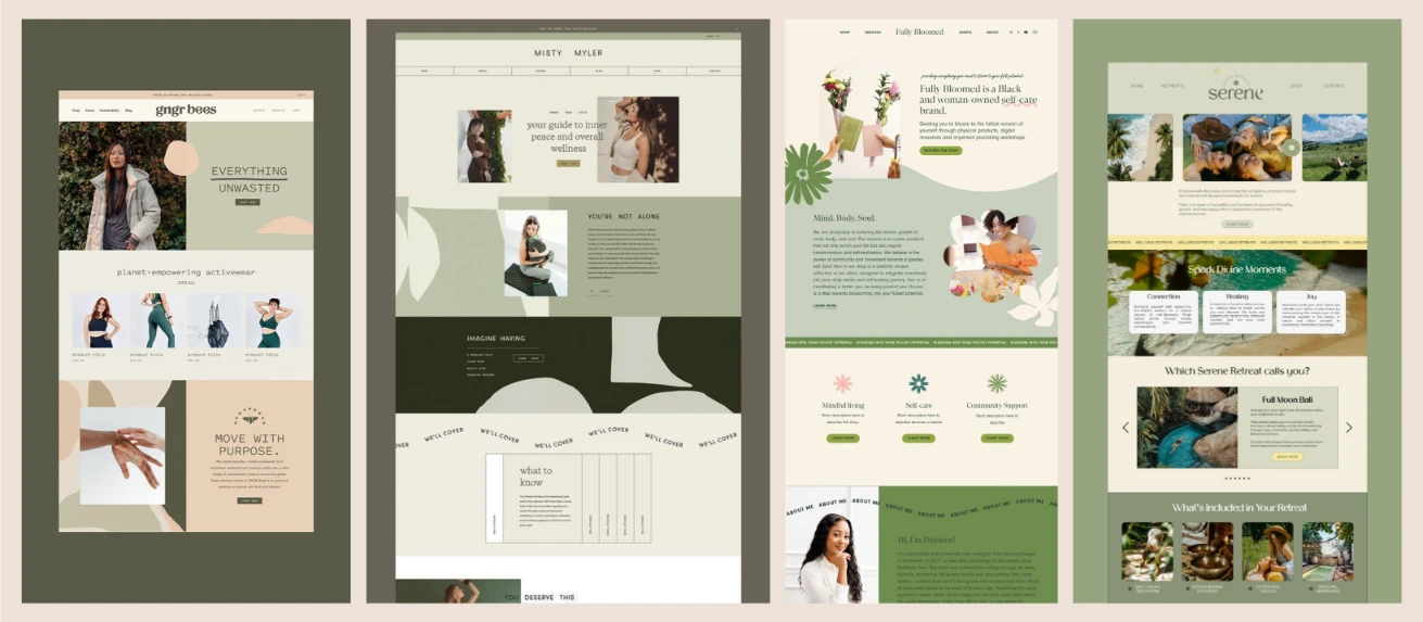 Exemple d'un moodboard avec des visuels de sites internet